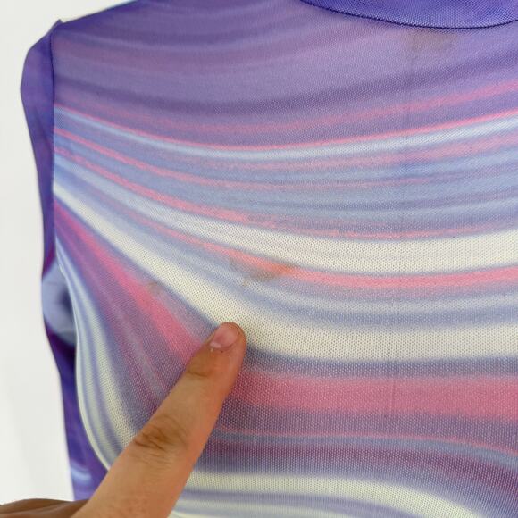 AFRM Zadie Mesh Turtleneck Long Sleeve Top XS Abstract Wave NWT AS IS - Picture 2 of 4